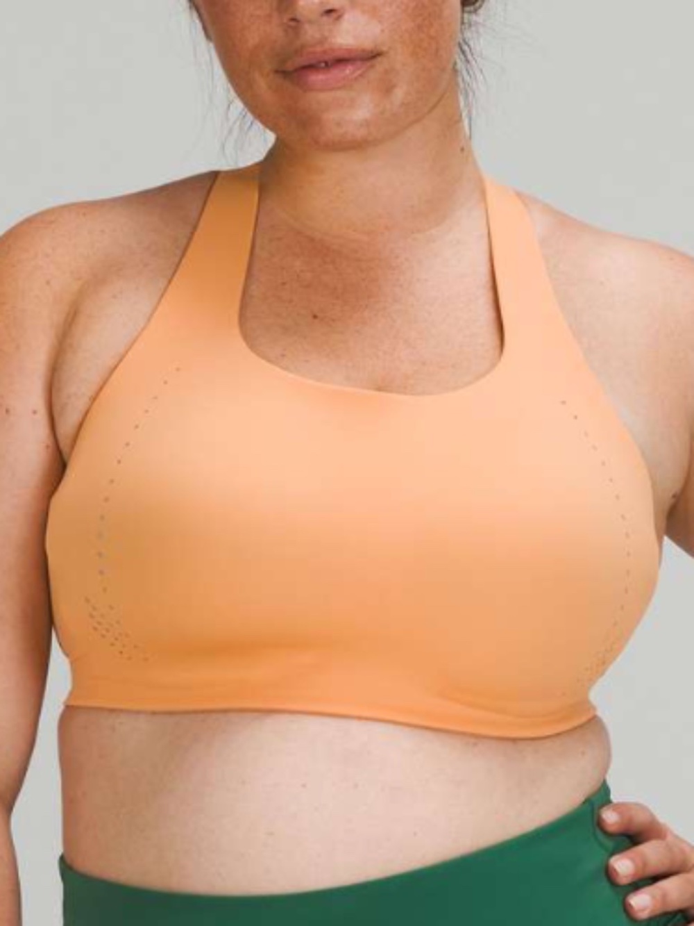 Lululemon AirSupport Bra High Support Sz 36DD in Warm Apricot/Silver Blue
